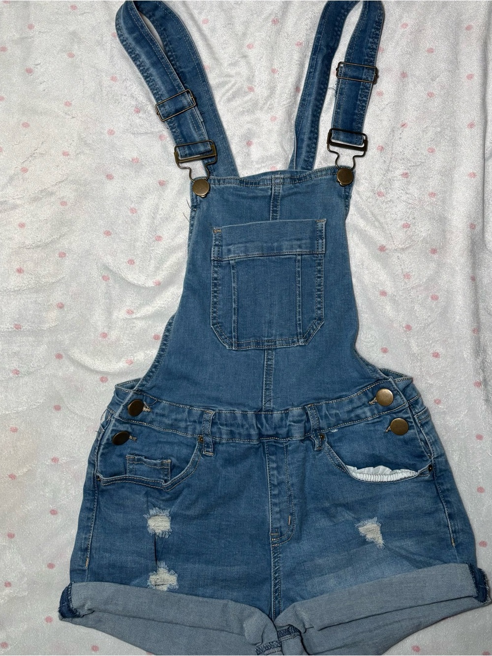 Junior Denim Short Overalls - Blue